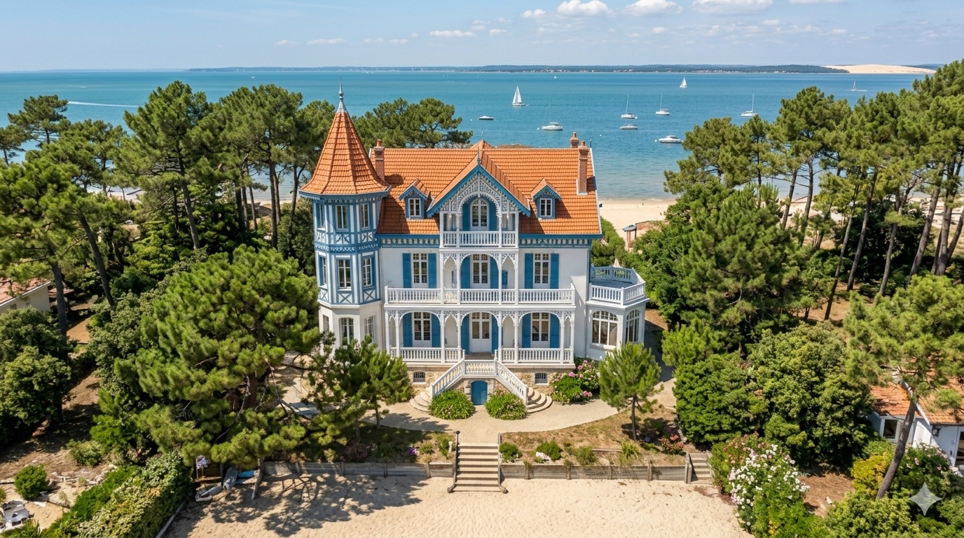 Villa élégante style belle époque cap ferret vue bassin arcachon